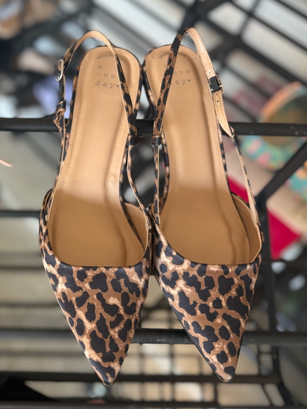 a new day Leopard-Print Pointed Slingback Flats in Brown and Black